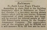 African American Theater / New Theater Plans (1920) 1 of 2