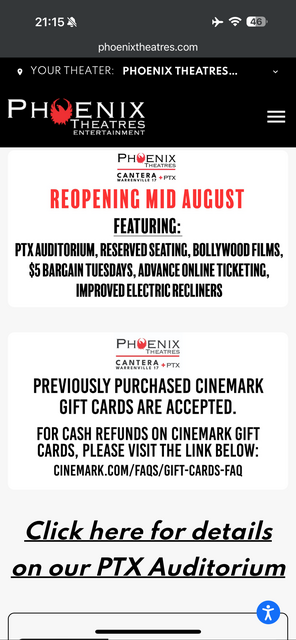 Phoenix Theatres Cantera Warrenville 17 +PTX