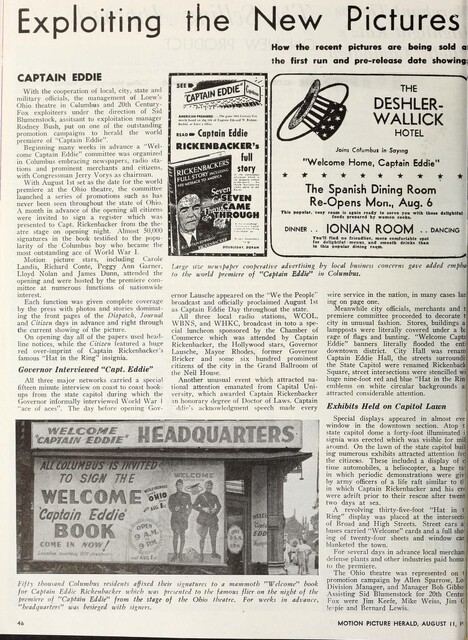 World Premiere of "Captain Eddie" (1945)