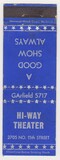 Hi-Way Theatre Matchbook Cover Advertising St. Louis, MO