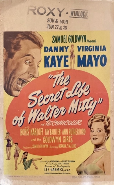 Poster for 1947’s “The Secret Life of Walter Mitty” playing at the Roxy.