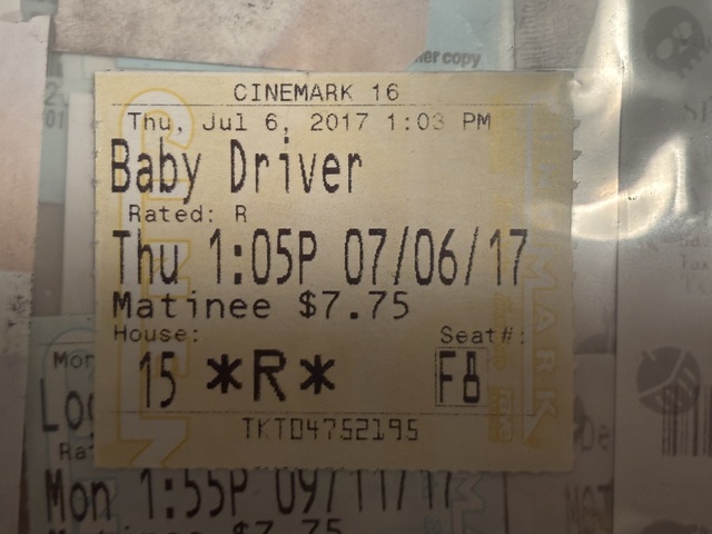 Cinemark Somerdale 16 and XD Ticket Stub Example 2017