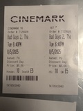 Cinemark Somerdale 16 and XD Ticket Example 2025