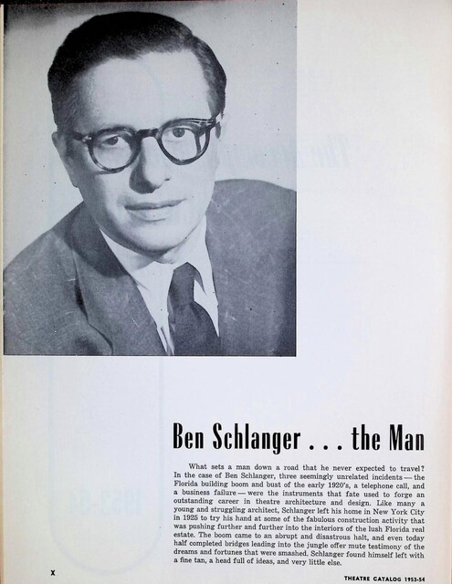 Ben Schlanger, Theater Architect (1937)