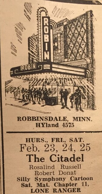 1938 print ad credit Robbinsdale Historical Society.
