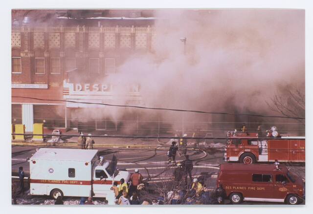 1982 fire photo credit Des Plaines History Center, courtesy Illinois State Historical Records Advisory Board.