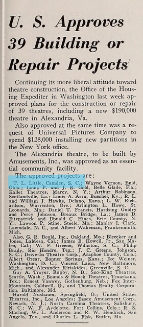 Post World War II Federal Policy on Theater Construction (1947)