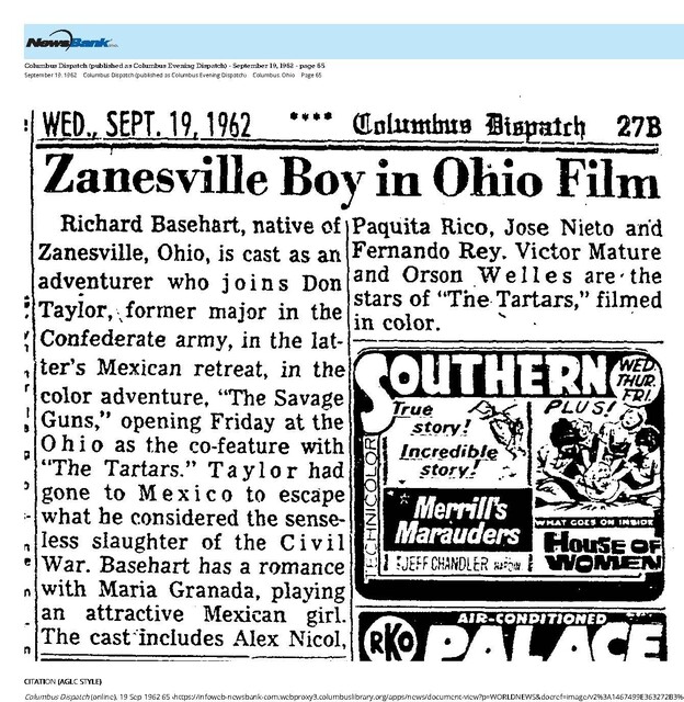 Zanseville, Ohio native, Richard Basehart (1962)