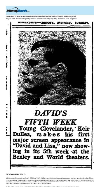 Cleveland, Ohio native, Keir Dullea plays David (1963)