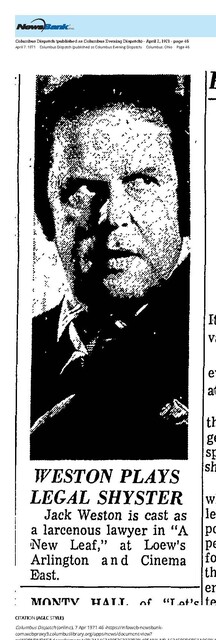 Cleveland, Ohio native, Jack Weston (1971)