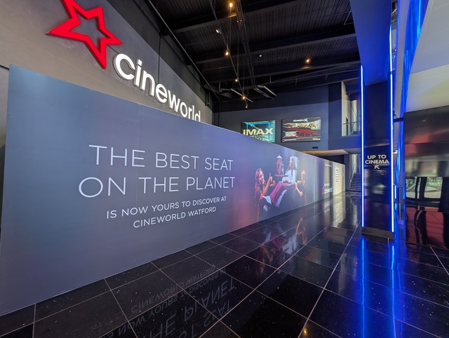 Lower foyer advertising for the cinemas new "Best seat on the planet" which has replaced the previous Starbucks Concession