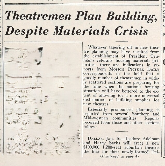 Post World War II Federal Policy on Theater Construction (1946), p.1