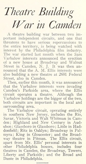 The Good Old Days when Camden had Theaters (1941)