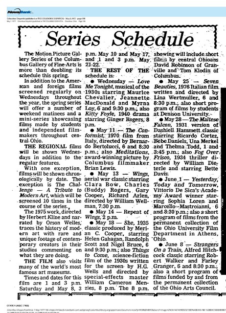 When the Museum had a Film Program (1977)