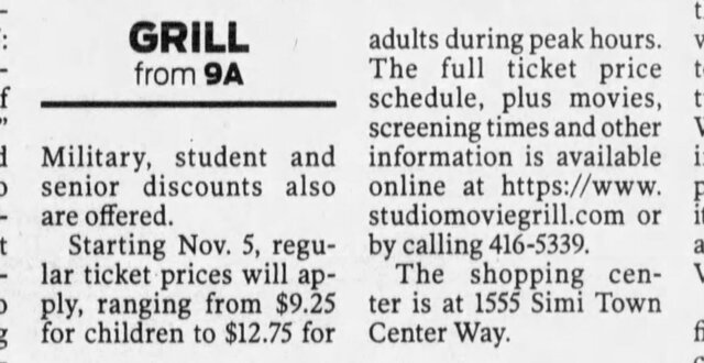 Studio Movie Grill Simi Valley