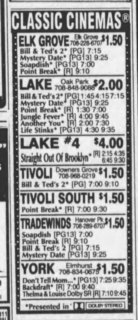 Grand reopening ad triplex on September 6, 1991