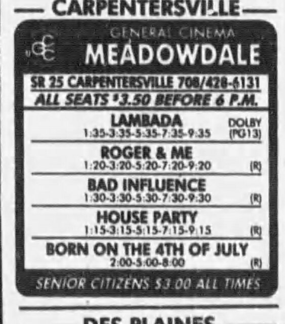 Last weekend under General Cinema