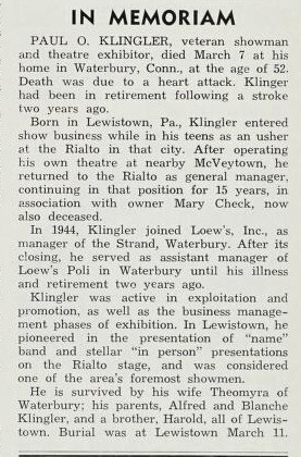 Theater Showman and More, R. I. P. (1959)