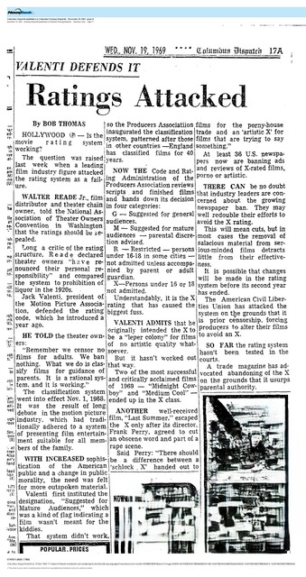 The Hollywood X-Rated Movie Era:  1969