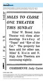 The Penultimate Last Picture Show at Miles' W. Broad Auto Theater (1970)
