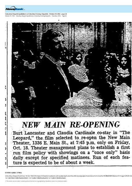 Claudia Cardinale, R. I. P. (1938 - 2025)/First Run Policy at the New Main