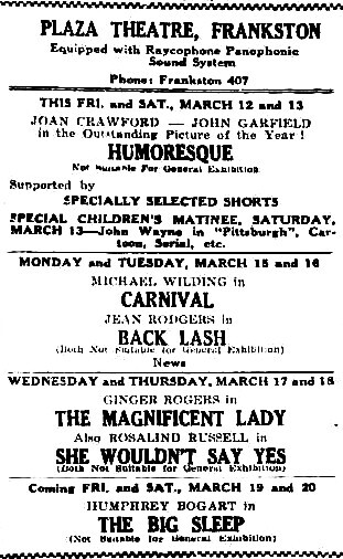 Frankston Plaza Theatre Playne Street, Melbourne, VIC - 1948