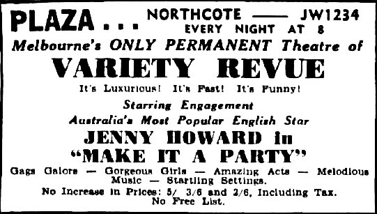 Plaza Cinema 405 High Street, Melbourne, VIC - 1950