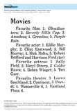 Favorite Theaters, Films, Actors, and Actresses (1984)