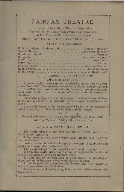 Grand Opening Brochure Fairfax 1926