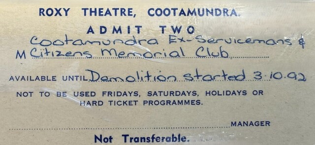 Roxy Theatre 303 Parker Street, Cootamundra, NSW