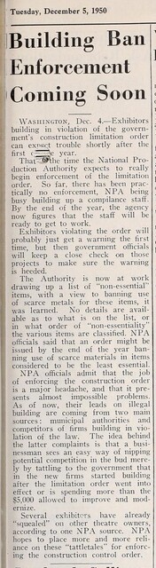 Government Intervention on Theater Construction (1950)