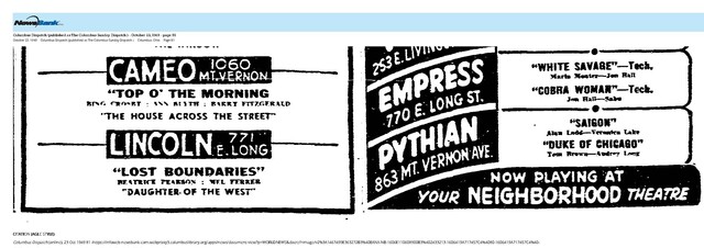 The Four African-American Theaters in the King-Lincoln District (1949)