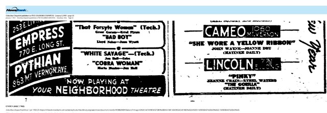 The Four African-American Theaters in the King-Lincoln District (1949)