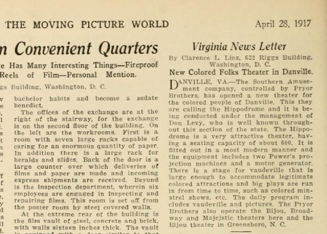 Opening featured in The Moving Picture World