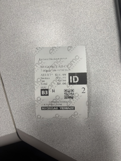 AMC Dine-In Fashion District 8 Ticket Stub