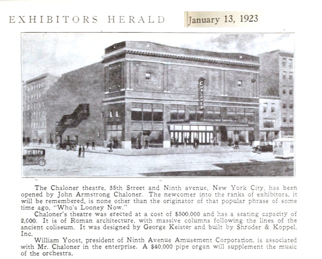 CHALONER THEATRE 1923