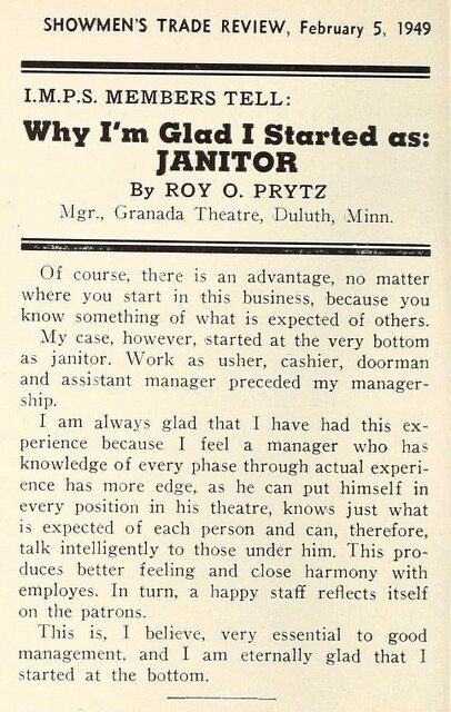 Starting at the Bottom and Moving Up the Job Pyramid (1949)
