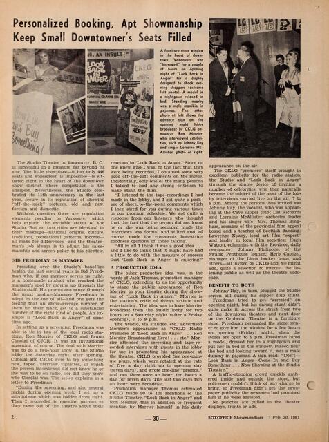 Filling Seats in Art Theaters (1961)