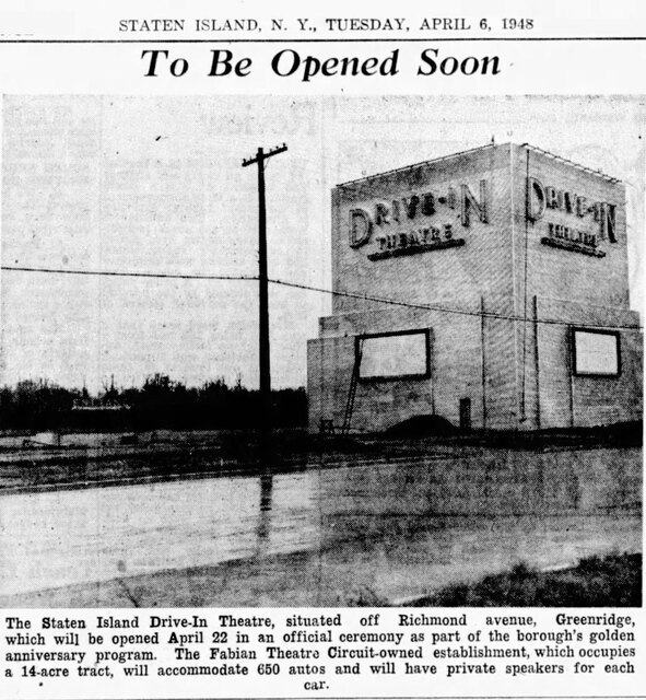 Staten Island Drive In 1948