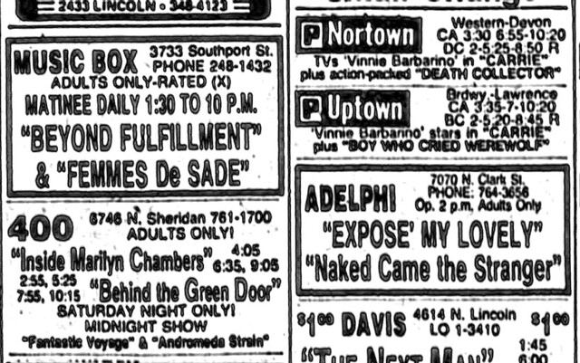 January 1977 print ad. The 400 briefly ran XXX.