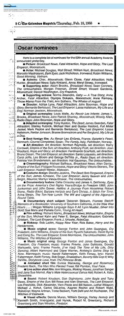 Oscar Nominees for Films Released in 1987