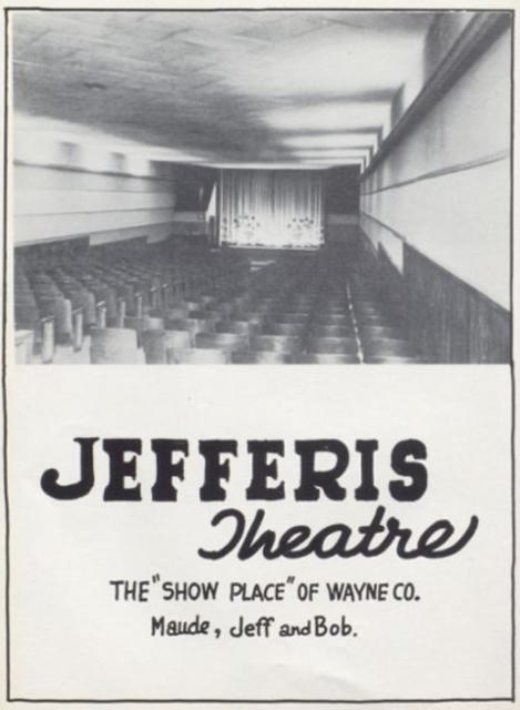 Advertisement for Jefferis Theater from the 1950s