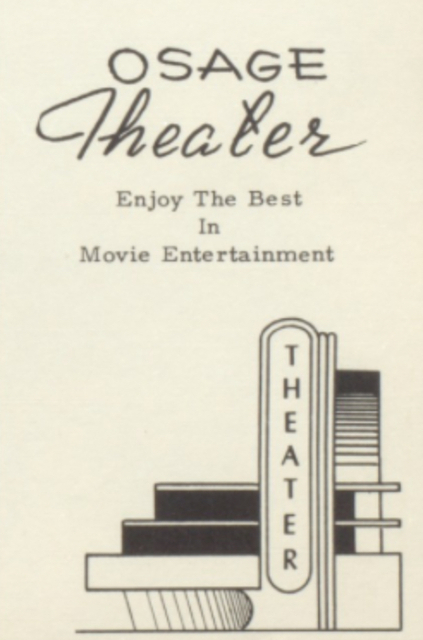 Osage Theater advertisement in the 1954 Stover High School yearbook
