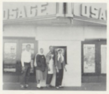 Employees at Osage Theater in Stover, 1956