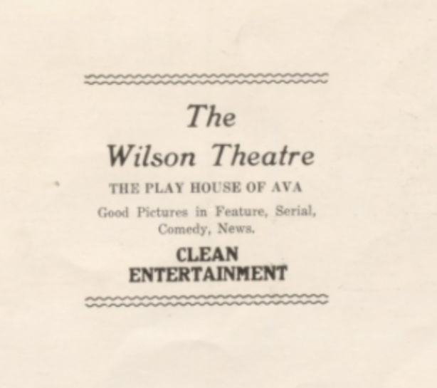Advertisement for the Wilson Theatre, 1922