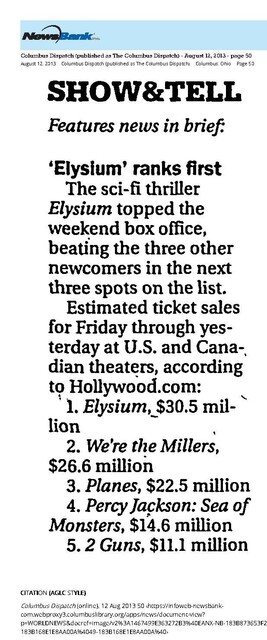 Weekend Box Office (August 12, 2013)