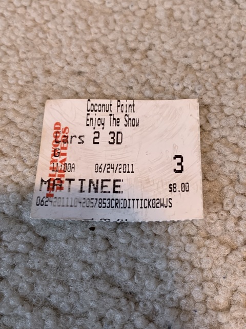 Cars 2 Opening Day Ticket