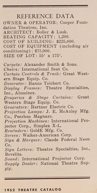 Theater Architect: Boller & Lusk (1951) Remodeled and Renamed
