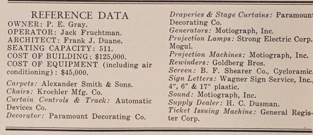 Theater Architect: Frank J. Duane (1951)