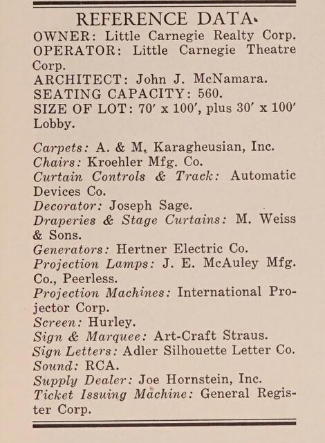 Theater Architect: John J McNamara (1952)